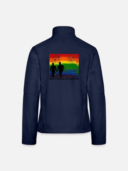 Möpse und Liebe - Eine unbeschwerte Zuneigung - Frauen Softshelljacke - Navy - Hinten