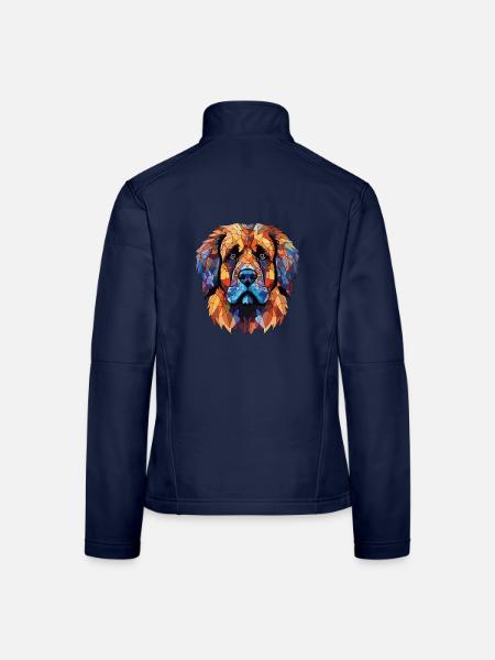 Leonberger Hunderasse Aquarell Glas Illustration - Frauen Softshelljacke - Navy