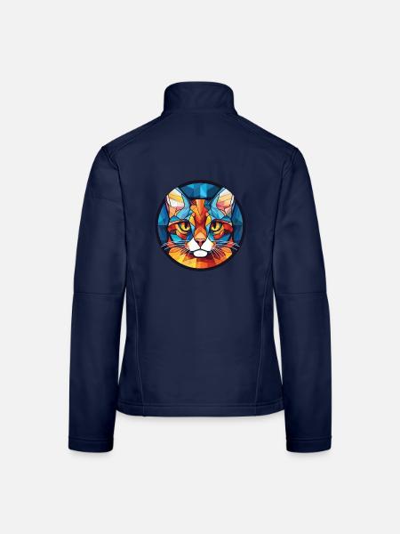 Deutsche Rex-Katze bunte Aquarell-Illustration - Frauen Softshelljacke - Navy - Hinten