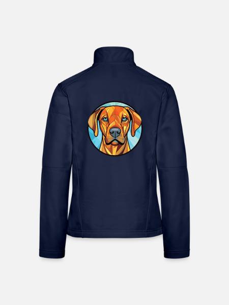 Rhodesian Ridgeback Hund Buntes Aquarell Haustier - Frauen Softshelljacke - Navy - Hinten