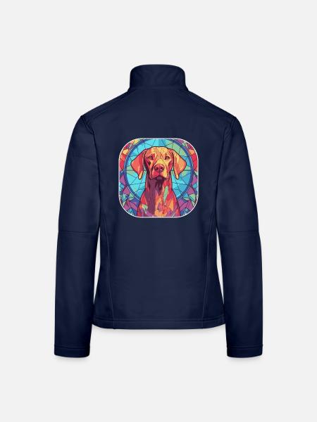 Bunte Vizsla Hunderasse Aquarell Glas Paintin - Frauen Softshelljacke - Navy