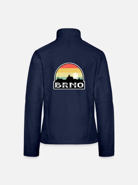 Brünn Tschechien Flagge Skyline Reisesouvenir - Frauen Softshelljacke - Navy - Hinten