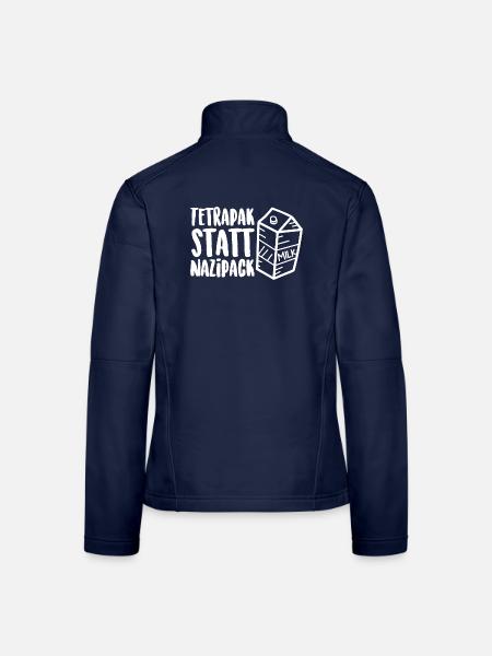 Tetrapak statt Nazipack - Frauen Softshelljacke - Navy - Hinten