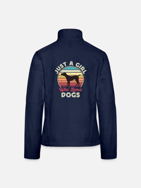 Cane Corso Hundeliebhaber Silhouette Vintage Sonnenuntergang - Frauen Softshelljacke - Navy - Hinten