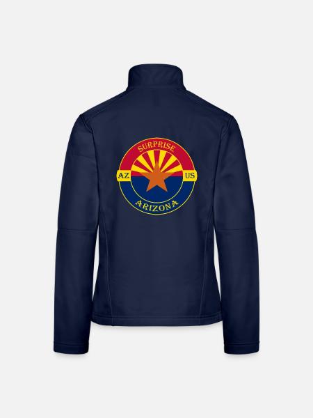 Überraschung Arizona Flagge USA Reise Souvenir Abzeichen - Frauen Softshelljacke - Navy - Hinten