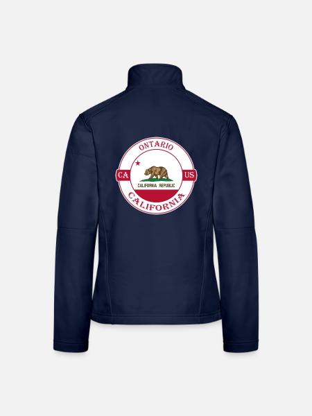 Ontario California Flagge USA Travel Souvenir Badge - Frauen Softshelljacke - Navy - Hinten