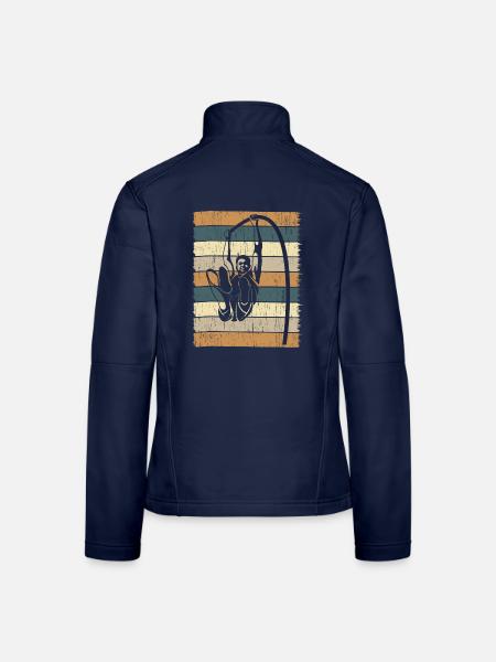 Retro Stabhochspringer Leichtathletik Stabhochspru - Frauen Softshelljacke - Navy - Hinten