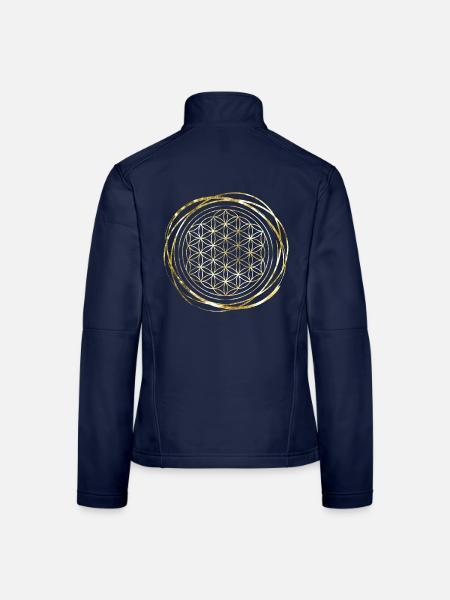 Blume des Lebens gold - Frauen Softshelljacke - Navy
