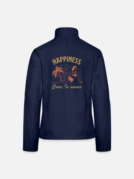 Happiness Come in Waves - Frauen Softshelljacke - Navy - Hinten