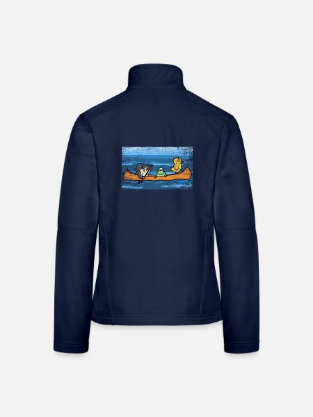 Pfeilschneller Kanufahrer Wildwasser - Frauen Softshelljacke - Navy - Hinten