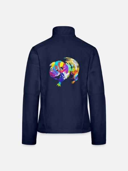Neugieriges Meerschweinchen Heuhaufen - Frauen Softshelljacke - Navy - Hinten