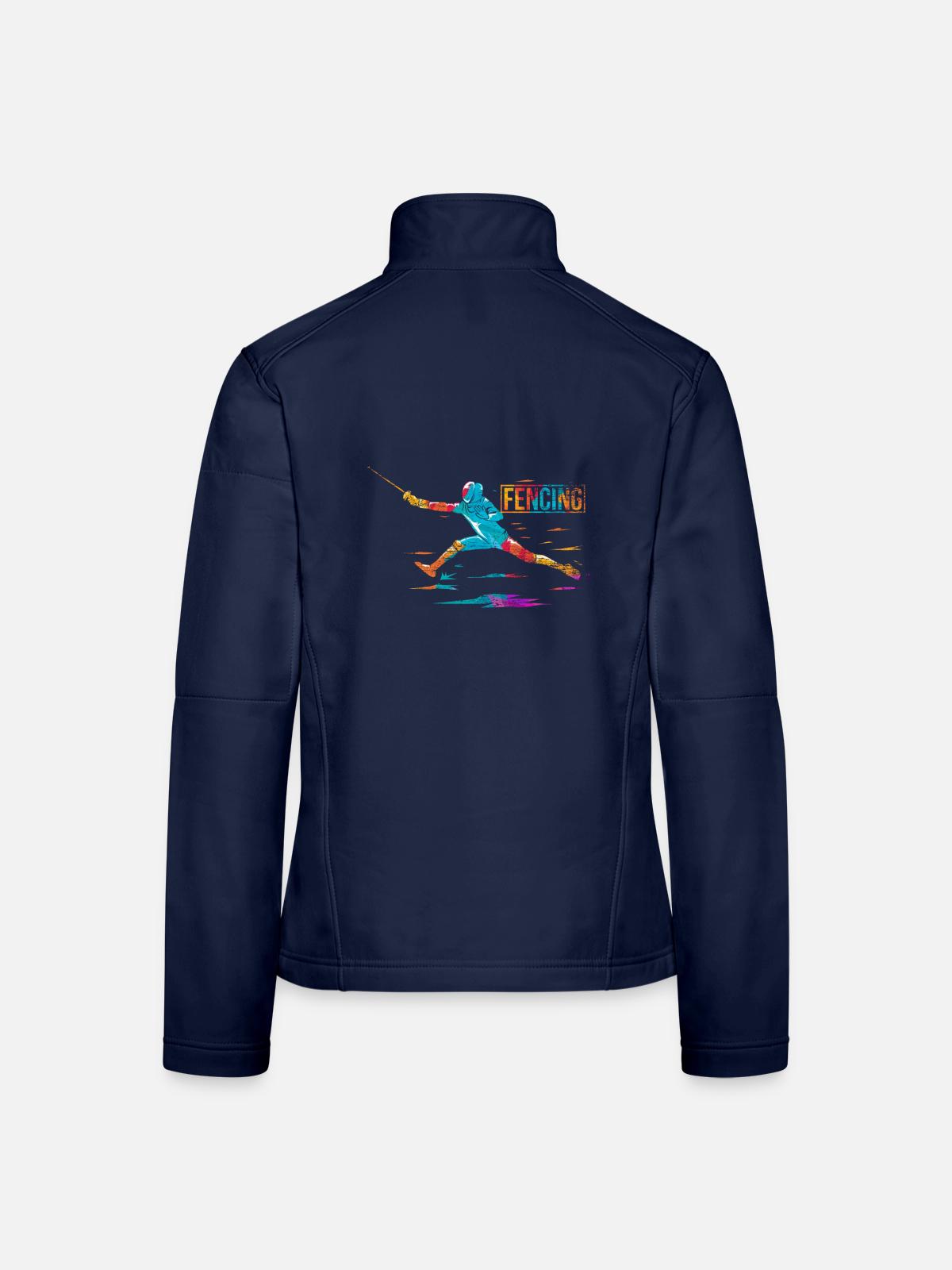 Blitzschneller Fechter Florettduell - Frauen Softshelljacke - Navy - Hinten