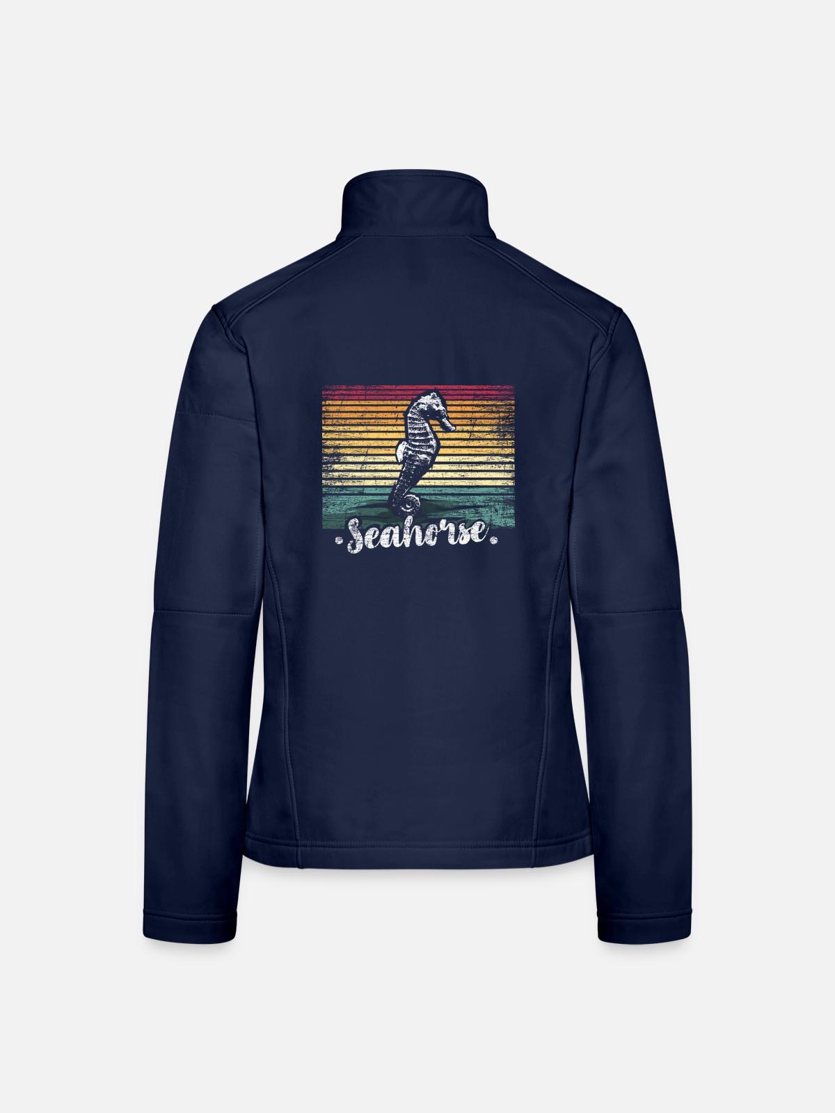 Tropisches Seepferdchen Meeresgrund - Frauen Softshelljacke - Navy - Hinten