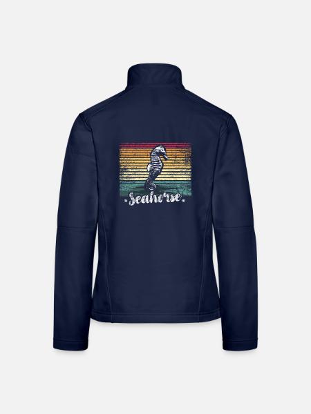 Tropisches Seepferdchen Meeresgrund - Frauen Softshelljacke - Navy - Hinten