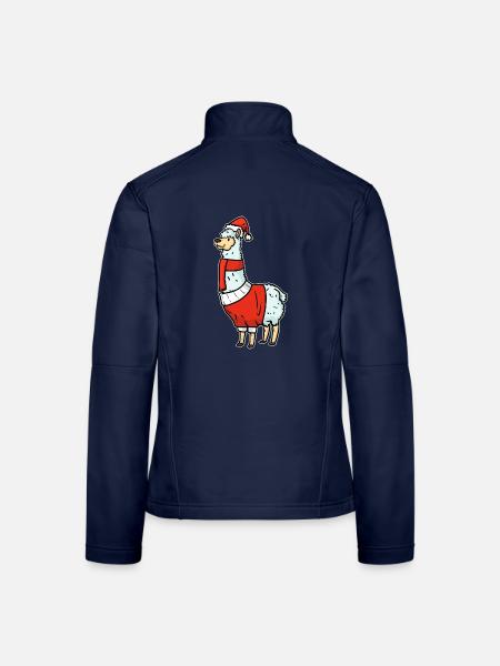 Flauschiges Lama Weihnachtszeit - Frauen Softshelljacke - Navy - Hinten