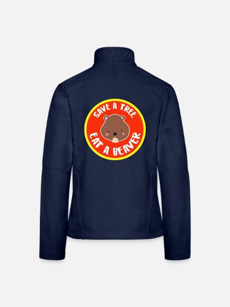Schadenfroher Biber Grillabend - Frauen Softshelljacke - Navy - Hinten