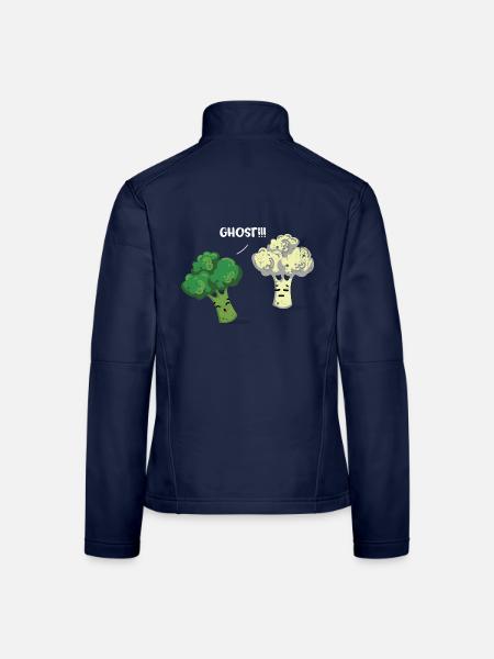 Knackfrischer Brokkoli Blumenkohl Salat - Frauen Softshelljacke - Navy - Hinten