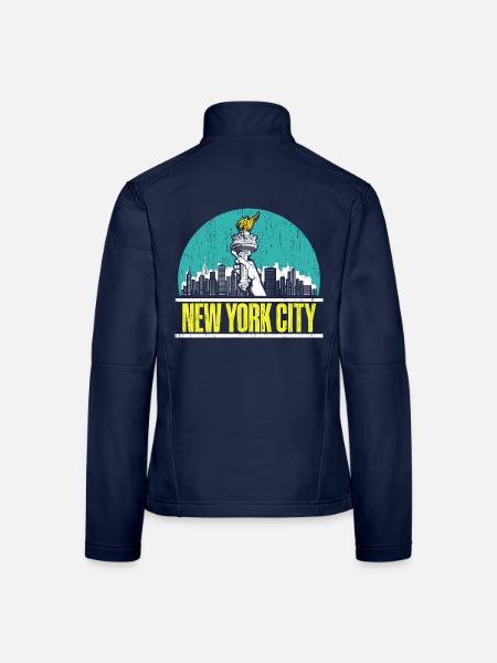 New York USA Amerika New Yorker Empire Stater - Frauen Softshelljacke - Navy - Hinten