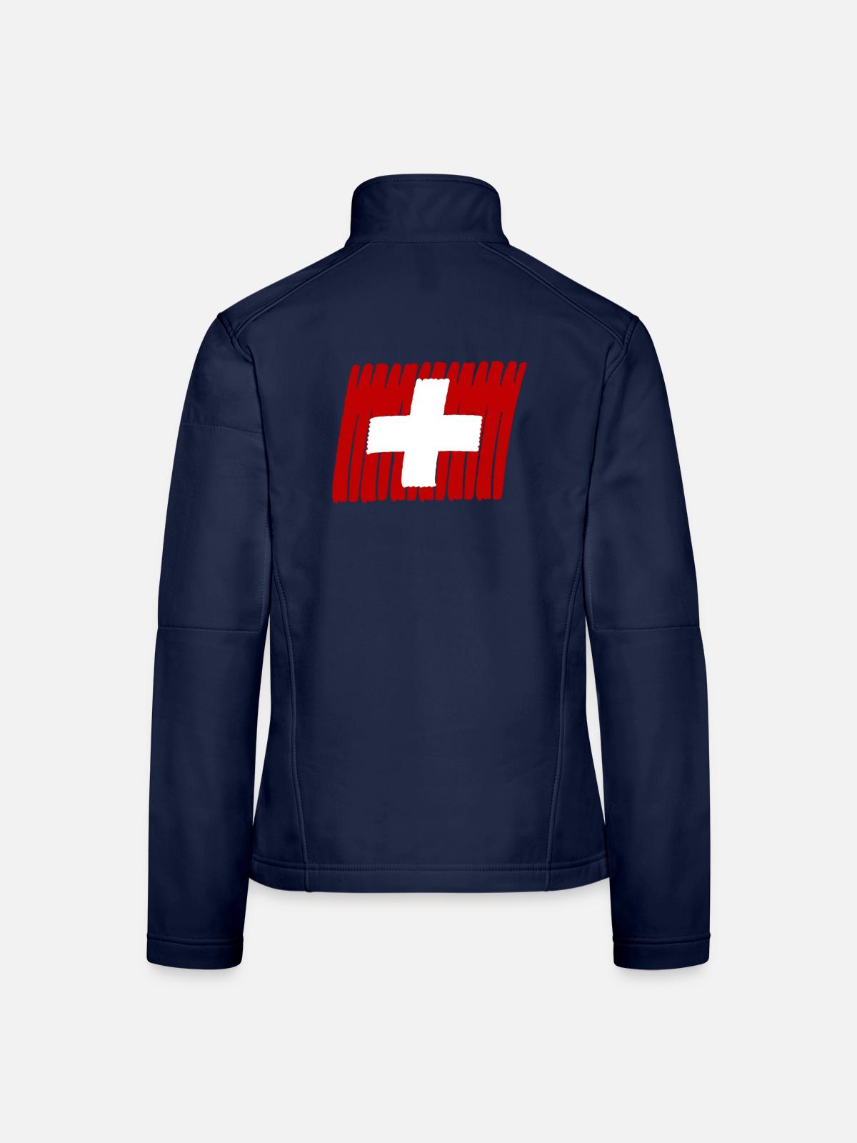 Schweiz Swiss Flag painted - Frauen Softshelljacke - Navy - Hinten