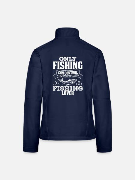 "Nur das Angeln kann meine Wut kontrollieren" - Frauen Softshelljacke - Navy - Hinten