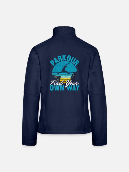 Parkour Finde deinen eigenen Weg Free Running Trac - Frauen Softshelljacke - Navy - Hinten