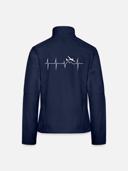 mein herz schlägt für segelflugzeug - Frauen Softshelljacke - Navy - Hinten
