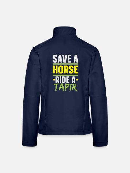 Rette ein Pferd Reite einen Tapir Tierpfleger - Frauen Softshelljacke - Navy - Hinten