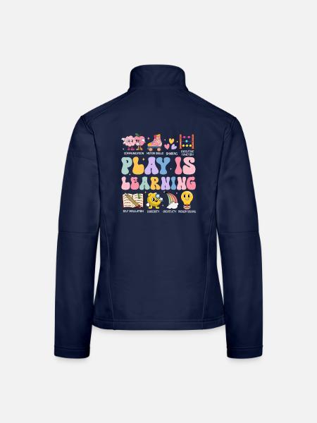 Spielen ist Lernen Wertschätzung der Kindergärtnerin - Frauen Softshelljacke - Navy - Hinten