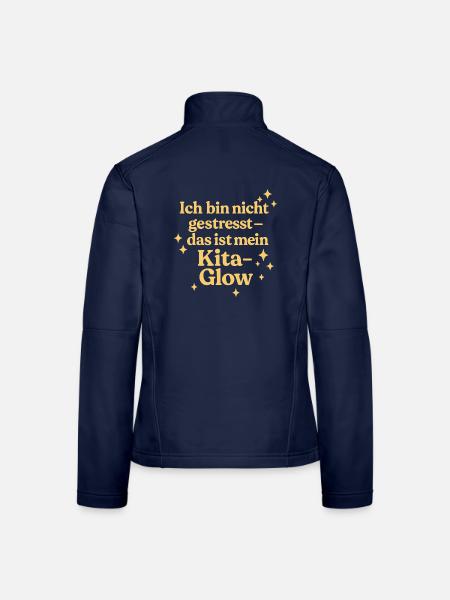 Ich bin nicht gestresst... (sonnengelb) - Frauen Softshelljacke - Navy - Hinten