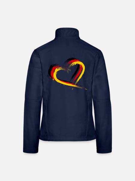 Flagge Deutschlands Farben Fahne - Frauen Softshelljacke - Navy - Hinten
