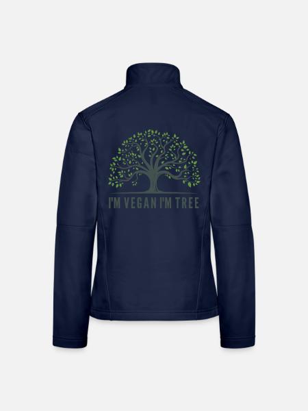 ICH BIN VEGAN I M BAUM - Frauen Softshelljacke - Navy - Hinten