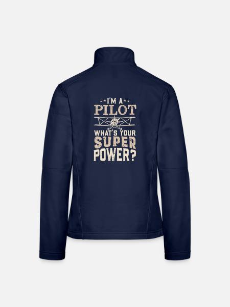 Mein Lieblingskapitän nennt mich Mami Pilot Mama - Frauen Softshelljacke - Navy - Hinten