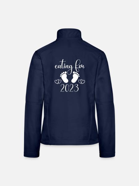 Esse Für Zwei Schwanger Spruch Schwangerschaft2023 - Frauen Softshelljacke - Navy - Hinten