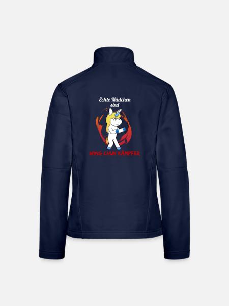 Echte Mädchen Wing Chun Kämpfer Wing Chun Spruch L - Frauen Softshelljacke - Navy - Hinten
