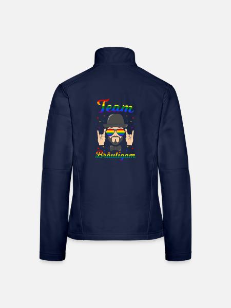Team Bräutigam LGBT Gay Hochzeit Schwulen JGA - Frauen Softshelljacke - Navy - Hinten
