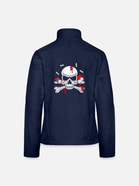 Totenschädel Retro Blut Blutig Schädel Vintage - Frauen Softshelljacke - Navy - Hinten