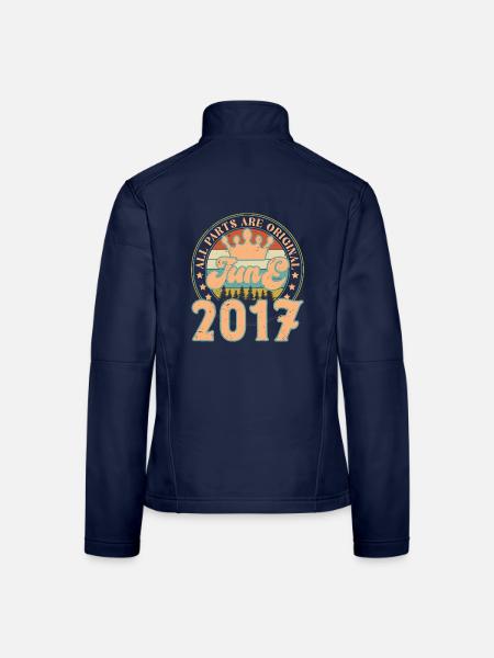 Juni 2017. Geburtstagsgeschenk Juni 2017. Juni - Frauen Softshelljacke - Navy - Hinten