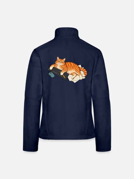 Mein Schreibtisch – Katze auf der Tastatur - Frauen Softshelljacke - Navy