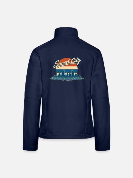 SUNSET CITY 1989 — Retro Horizon - Frauen Softshelljacke - Navy