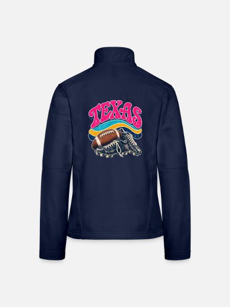 Texas Retro-Fußball & Boots Design - Frauen Softshelljacke - Navy - Hinten