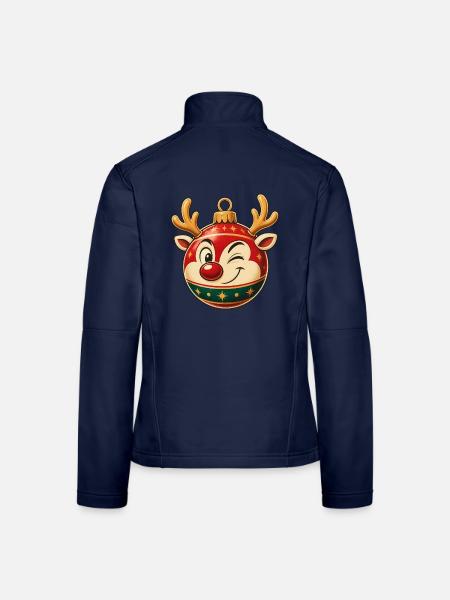 Fröhliches Rentier-Ornament - Frauen Softshelljacke - Navy
