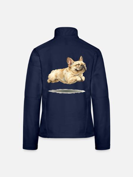 Schwebende Französische Bulldogge Im Schlaf - Frauen Softshelljacke - Navy - Hinten
