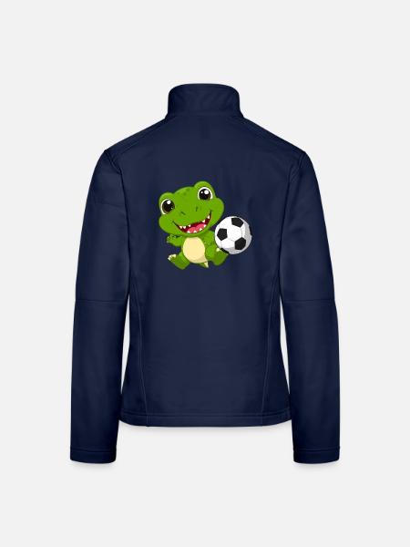 Kleiner Grüner Drache Spielt Fußball Kinder TShirt - Frauen Softshelljacke - Navy - Hinten
