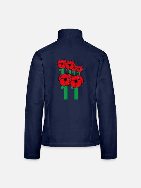 Mohn-Waffenstillstand, Tag 11, 11, 11 - Frauen Softshelljacke - Navy - Hinten