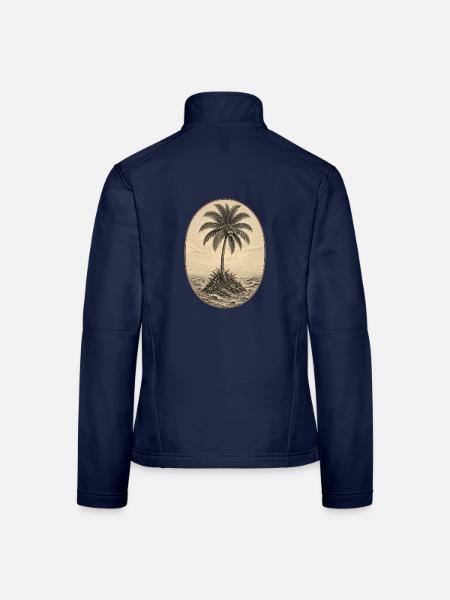 Island Palm Vintage-Gravur - Frauen Softshelljacke - Navy