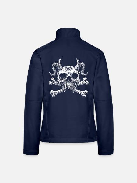 Dämonenschädel mit drittem Auge - Frauen Softshelljacke - Navy - Hinten