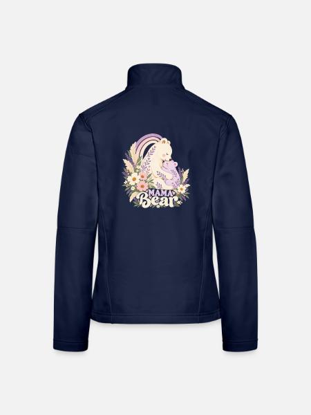 Boho-Gänseblümchen-Geschenk für Mama Süße Mama-Bär - Frauen Softshelljacke - Navy - Hinten