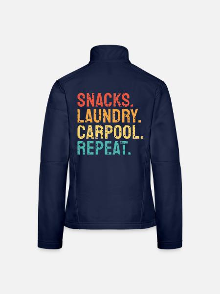 Snacks, Wäsche, Fahrgemeinschaft, Wiederholung - Frauen Softshelljacke - Navy - Hinten