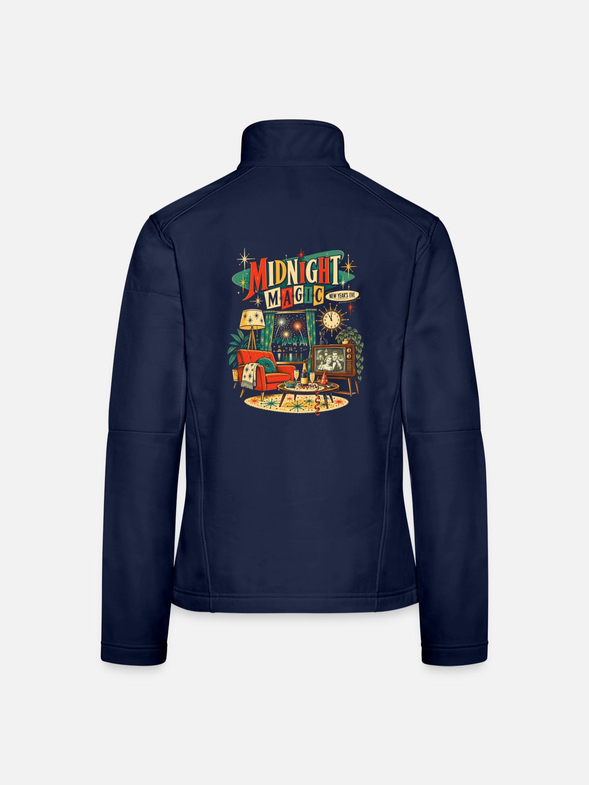Midnight Magic – Retro Silvester - Frauen Softshelljacke - Navy - Hinten