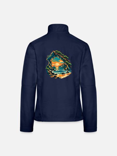 Magische Küstenbucht - Frauen Softshelljacke - Navy - Hinten